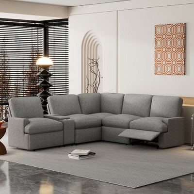 NicBex Sectional Sofa with Storage Box & USB Ports & Cup Holder L Shaped Modular Sofa for Living Room