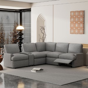 NicBex Sectional Sofa with Storage Box & USB Ports & Cup Holder L Shaped Modular Sofa for Living Room - 1 of 4