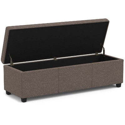 NicBex Faux Leather Storage Ottoman Bench,Upholstered Storage Ottoman with Stitching Design,Modern Storage Bench for Living Room,Bedroom