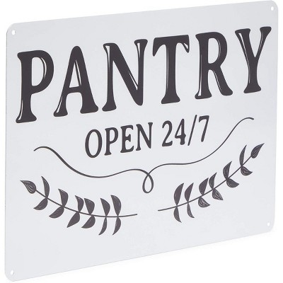 Farmlyn Creek Metal Kitchen Sign, Pantry Open 24/7 Home Wall Decor (11.8 x 7.8 in)