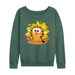 Women's - Garfield - Baby Garfield Paws And Stars Lightweight French Terry Wide Neck Long Sleeve Shirt - 1 of 4