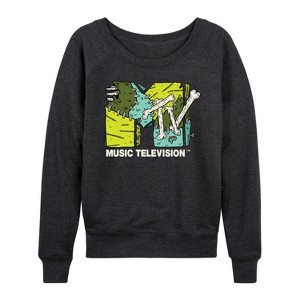 Women's - MTV - Logo Halloween Lightweight French Terry Wide Neck Long Sleeve Shirt - 1 of 4