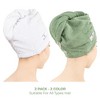 American Soft Linen 100% Cotton Hair Drying Towels for Women, 2 Pack Turkish Hair Towel Wrap, Head Towel Cap with Button, Hair Turban Towel - 2 of 4