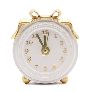 National Brand White Tabletop Clock with Gold Bow Detail - 1 of 3