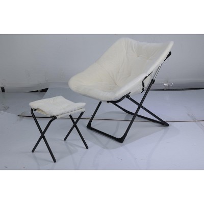 Comfy Chair, Oversized Faux Fur Foldable Lounge Chair for Adults, X-Large Saucer Chair with Sturdy Metal Frame