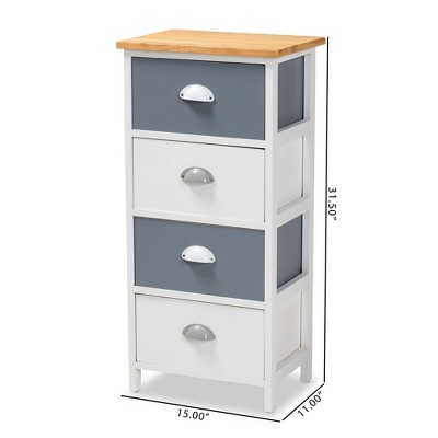 Calandra Oak Brown and Gray 4-Drawer Storage Unit