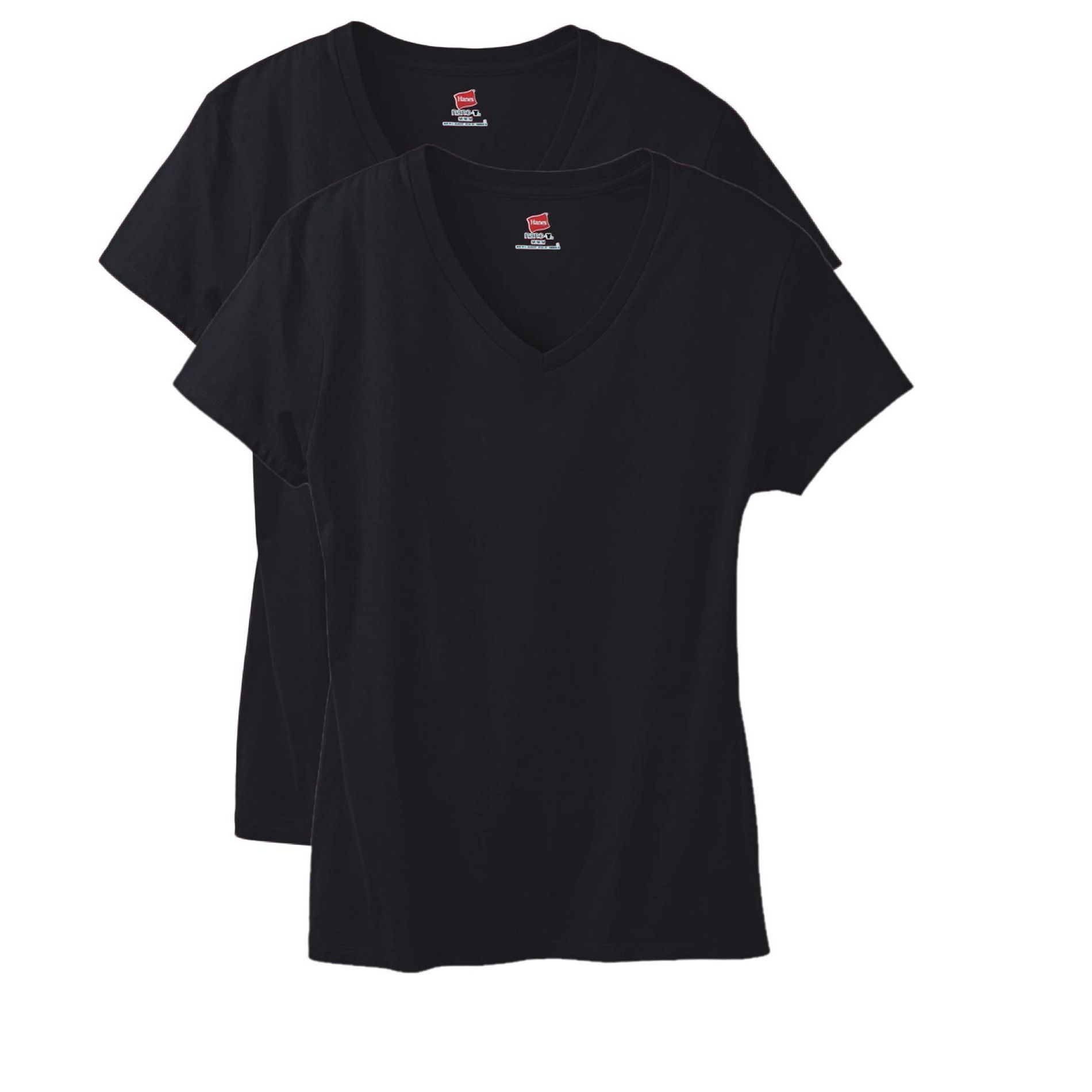 Hanes Perfect-T Women's V-Neck Cotton T-Shirt, Value 2-Pack