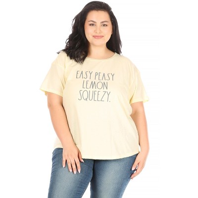 RAE DUNN - Women's Plus Size Short Sleeve Shirttail Hem T-Shirt
