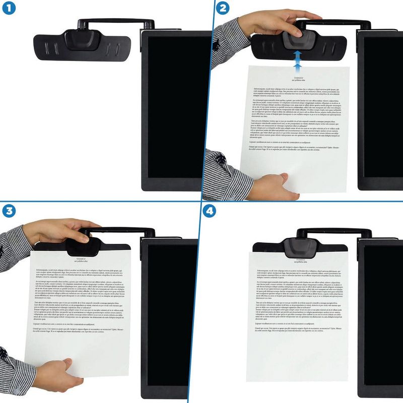 Mount-It! Monitor Document Holder Clip - Paper and Copy Holder Attachment for Typing with 3M Adhesive Sticker, Swivel 360 Degrees, Left and Right Side, 3 of 8