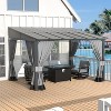 ALAULM 10’ x 12’ Wall Mount Gazebo Outdoor Pergola, Lean to Gazebo Canopy Awnings with Sloped Roof and Steel Frame - 2 of 4