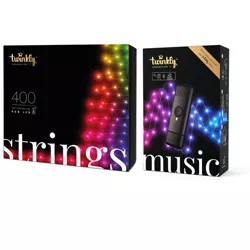 Twinkly Strings + Music App-Controlled 400 LED RGB Multicolor Christmas Lights 105-Ft Indoor/Outdoor Smart Lighting w/ USB Music Syncing Device