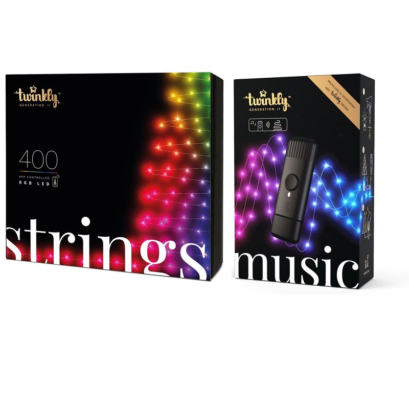 Twinkly Strings + Music App-Controlled 400 LED RGB Multicolor Christmas Lights 105-Ft Indoor/Outdoor Smart Lighting w/ USB Music Syncing Device, 1 of 8