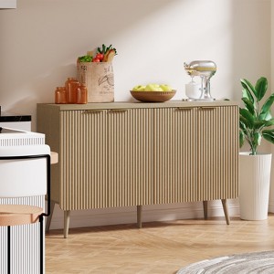 FURNIinspire Utility Storage Cabinets 4 Door Large Capacity Lockers, Sideboard Buffet Cabinet With For Dining Room, Wood color, 13.8"*47.2" *30" - 1 of 4