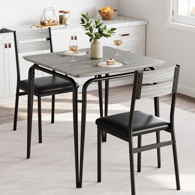 Dining Table for 2, Small Table and Chairs Set of 2, Square Dinette Set for 2, Dinner Table Set, 3 Piece Kitchen & Dining Room Sets