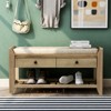 FONTOI Shoe Rack with Cushioned Seat and Drawers, Shoe Racks with Sliding Drawers, Ridded Base, Handles, Gray Wash, 14"*19.8"*39" - 2 of 4