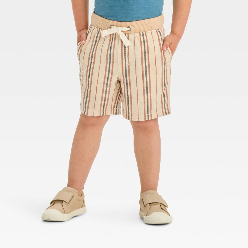 Toddler Boys' Striped Chambray Pull-On Shorts - Cat & Jack™, 1 of 5