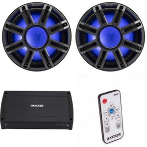Kicker (2) 51MWF124 - MWF 12-Inch Premium Marine Subwoofer (free-air) 4-ohm & 48KXMA9005 Marine Amp Bundle ( Includes LED Remote ) - 1 of 4