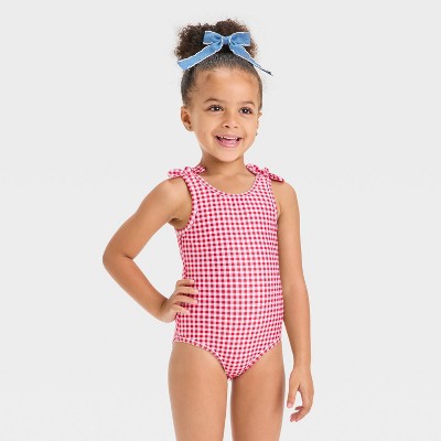 Toddler Girl's Gingham One Piece Swimsuit - Cat & Jack™ Red
