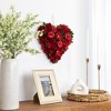 Northlight Mixed Floral with Wooden Flowers Artificial Valentine's Day Heart Wreath - 12.25" - 2 of 4