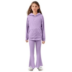 Girls Hooded Top With Flared Leggings Set - 1 of 3