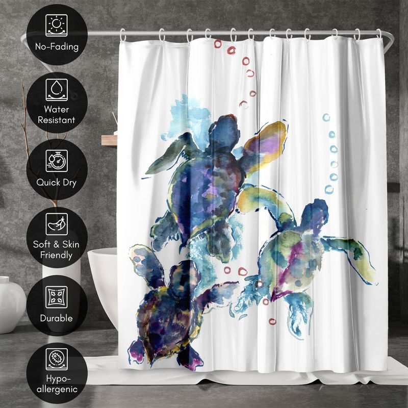 Americanflat 71" x 74" Shower Curtain, Baby Sea Turtles 3 by Suren Nersisyan, 5 of 9