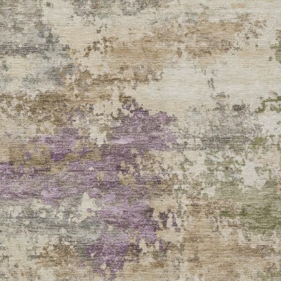 HomeRoots 9' X 12' Beige Green And Purple Abstract Washable Indoor Outdoor Area Rug