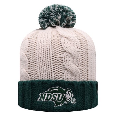 NCAA North Dakota State Bison Women's Natural Cable Knit Cuffed Beanie with Pom