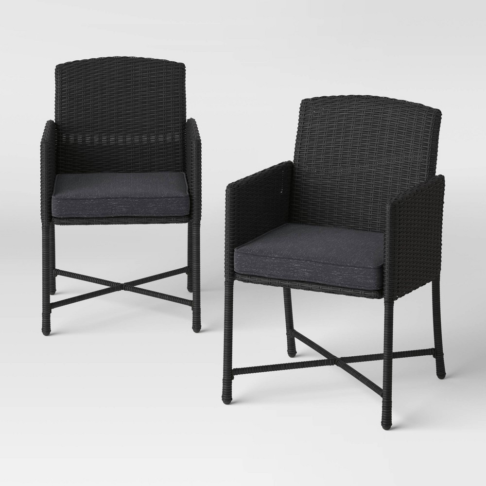 Eliot 2pk Wicker Patio Dining Chairs Gray Threshold