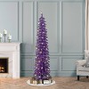 Puleo 6' Pre-Lit Artificial Alpine Purple Pencil Tree - 3 of 4