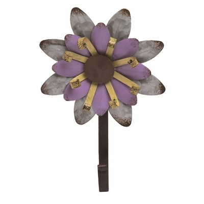 Transpac Metal 9 in. Purple Spring Garden Flower Hook