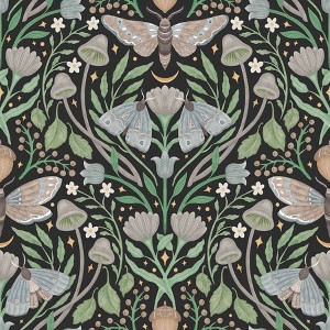 RoomMates Enchanted Forest Damask Black Peel and Stick 1pc Wallpaper - 1 of 4