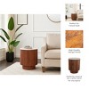 Side Table with Fluted Brown Base and White Marble Top - Modern Accent Piece for Small Spaces and Home Decor - 4 of 4