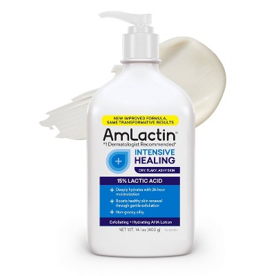 AmLactin Intensive Healing Exfoliating + Hydrating AHA Body Lotion - 14.1oz