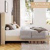 Corduroy Upholstered Bed Frame, Platform Bed with 51" Tall Vertical Stripe Wingback Headboard, No Box Spring Needed/Wooden Slats/Noise - 3 of 4