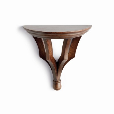 Plum & Post 3.75" x 7.75" Bennett Mango Wood Antique Brown Finish Small Decorative Wall Bracket Floating Shelf