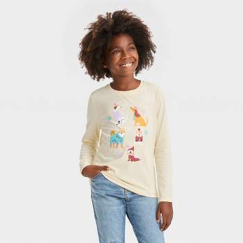 Girls' Long Sleeve 'Snow Dogs' Graphic T-Shirt - Cat & Jack™ Ivory
