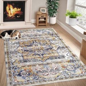 Area Rug - Soft Non-Slip Stain Resistant Throw Rugs Boho Oriental Floor Carpet for Living Room, Bedroom Nursery Dining Room - 1 of 4