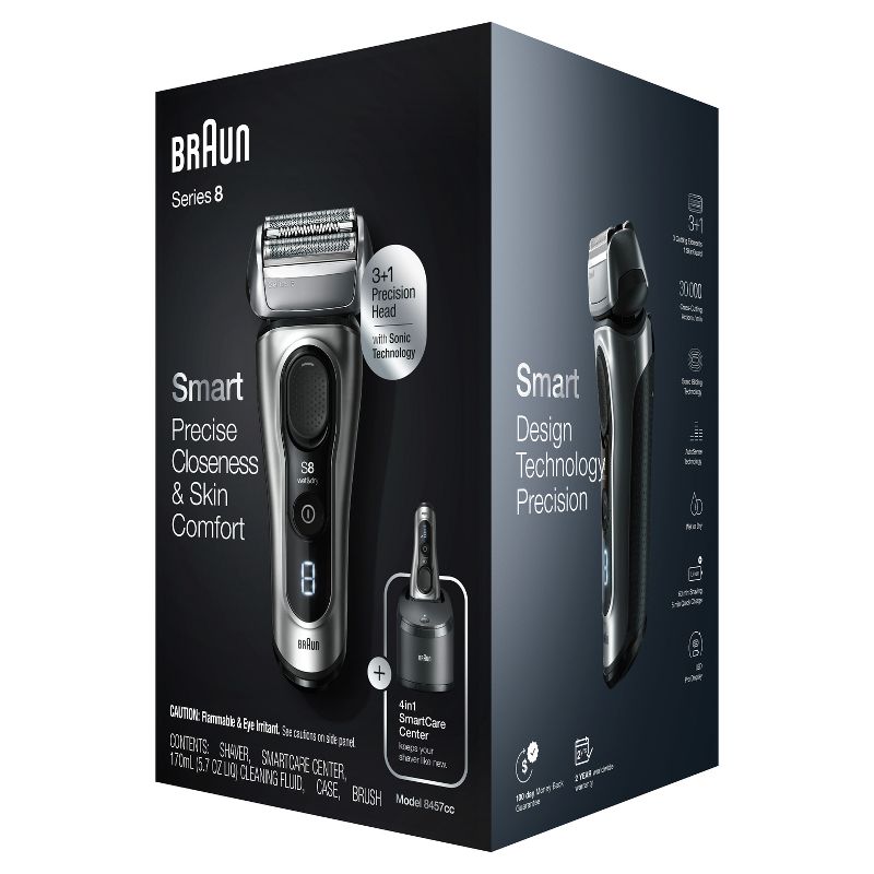 Braun Series 8-8457cc Men&#39;s Electric Foil Shaver with Precision Beard Trimmer &#38; Clean &#38; Charge SmartCare Center, 3 of 11