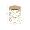 Lyngins Modern Mesh Metal Accent Table with Wood Top, Round Indoor/Outdoor Side Table, Metal Frame Patio End Tables - 3 of 4