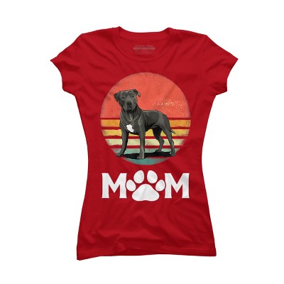 Junior's Design By Humans Mother's Day Pittie Mom Pitbull Dog Lovers By JorgeLopez T-Shirt