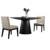 Homy Casa 3-Piece Round Dining Table and Upholstered Chairs Set, Black and Beige – Modern Classic Small-Space Dining - 2 of 4