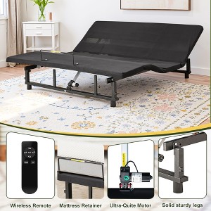 CENGHU Metal Adjustable Bed Frame, Full Bed Frame with Head and Foot Incline Wireless Remote Zero Gravity Quiet Motor, Antique Black, Full - 1 of 4