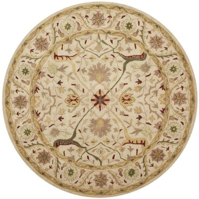 Ivory Round Handmade Wool Tufted Area Rug