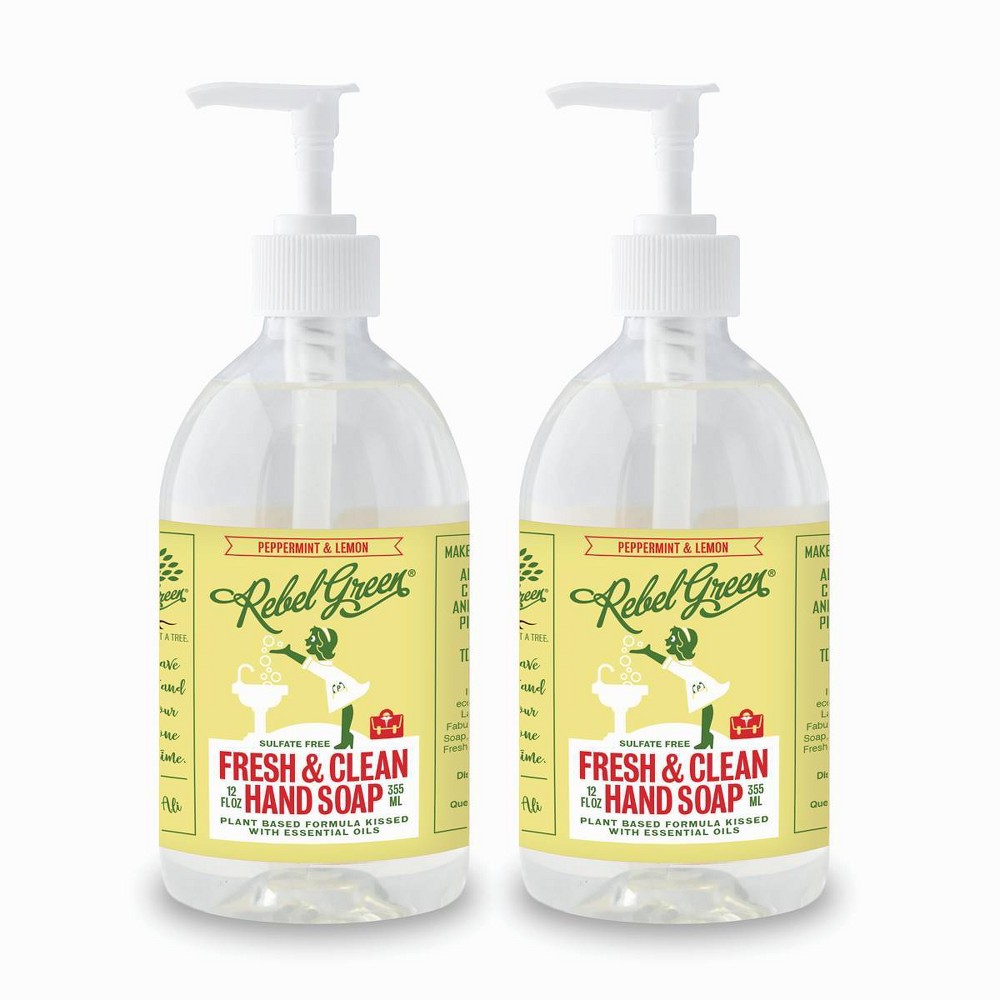 Photos - Soap / Hand Sanitiser Rebel Green Hand Soap - Peppermint Lemon - 24 fl oz//2ct