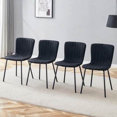 MAYEERTY Luxury Minimalist Dining Chairs Set of 4 - Black Metal Legs, Fits Diverse Decor