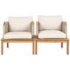 Outdoor Rope and Acacia Club Chair Set of 2 with Cushions, Deep Seats and Weather-Resistant Design for Garden or Small Patio Spaces-Cuddlewood - 2 of 4