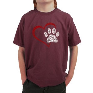 LA Pop Art Paw Heart - Boy's Word Art T-Shirt - 1 of 4