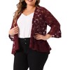 Agnes Orinda Women's Plus Size Casual Open Front 3/4 Sleeve Sheer Lace Cardigan - 2 of 4