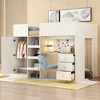 Bellemave Wood Full Size Loft Bed with Built-in Wardrobe, Desk, Storage Shelves and Drawers, Beige - 3 of 4