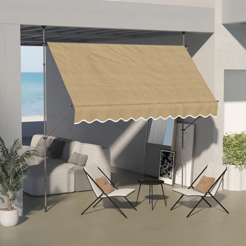 Outsunny Freestanding Retractable Awning, Non-Screw Patio Awning with UV Resistant Fabric, 3 of 7